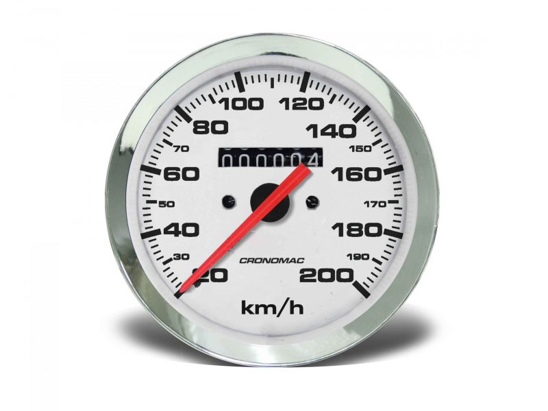 Velocímetro 100mm Mecânico 200kmh Croma - Branco W 0.5 - 1 Hodômetro com Sinaleira - Image 2