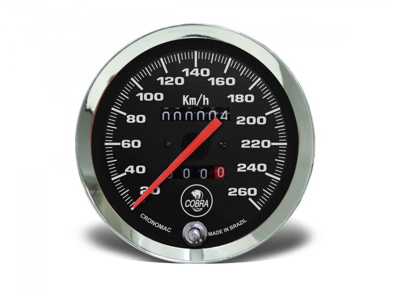 Velocímetro Mecânico 100mm 260Kmh Shelby Cobra - Preto