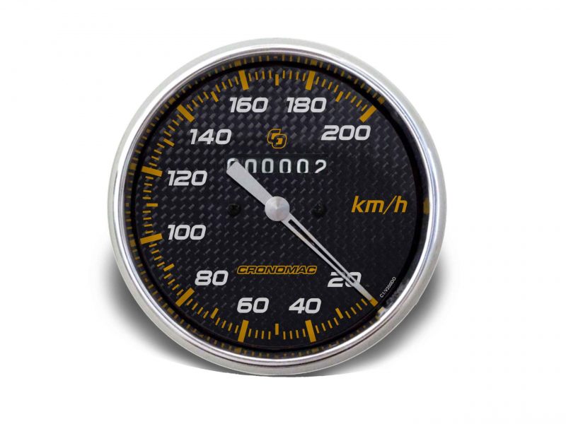 Velocímetro Mecânico 100mm 200kmh Carbono W 0.5