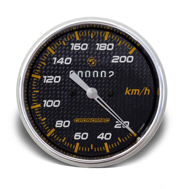 Velocímetro Mecânico 100mm 200kmh Carbono W 0.5