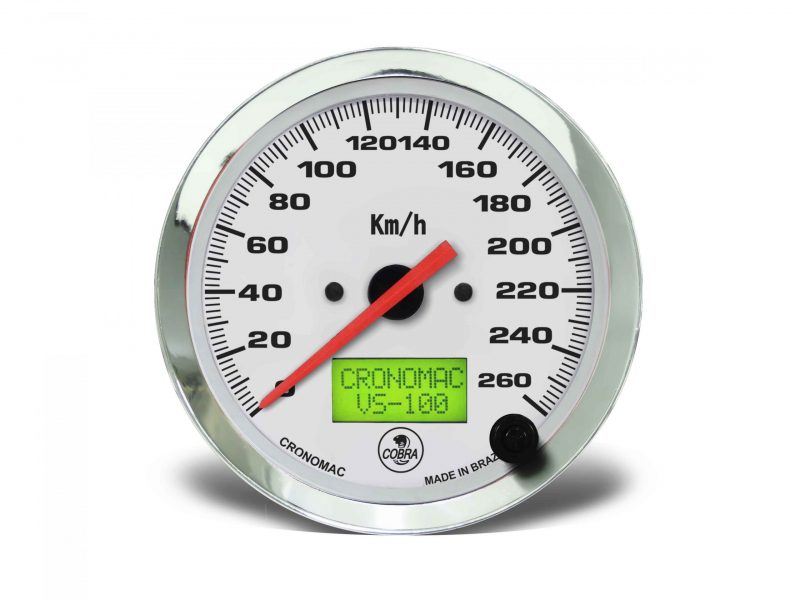 Velocímetro 100mm Eletrônico  260kmh Display Digital Shelby Cobra - Branco