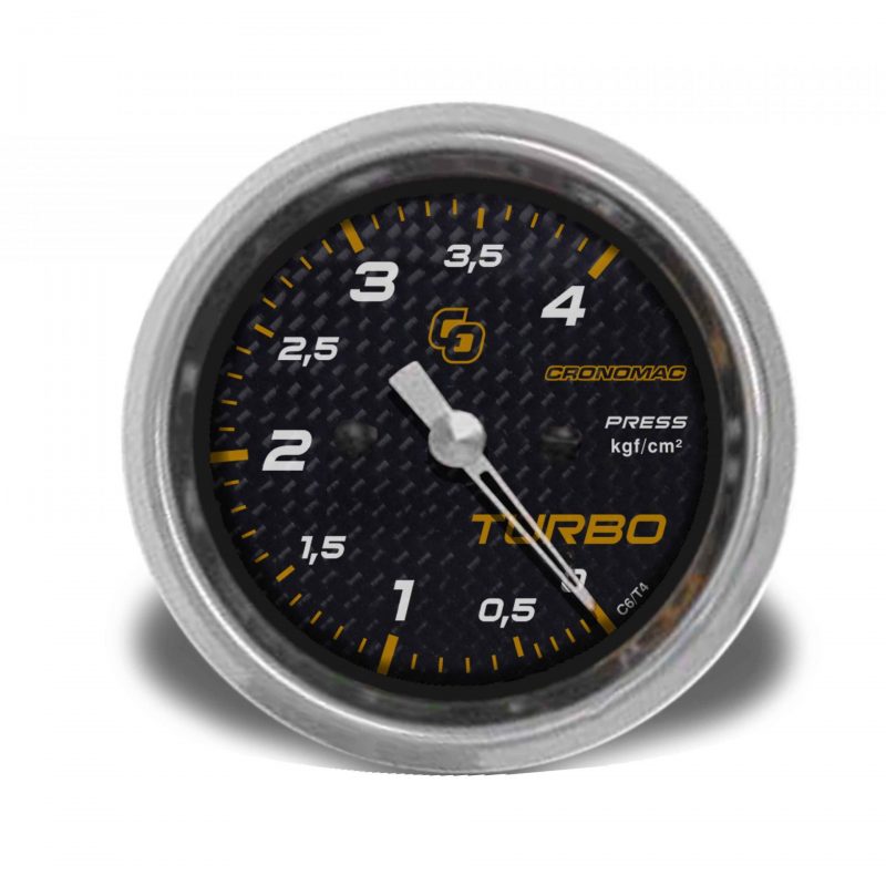 Manômetro Pressão Turbo 60mm Mecânico 4kg Carbono