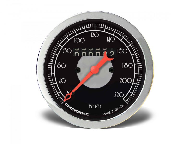Velocímetro 100mm Mecânico 220Kmh HOT Black W 0.5