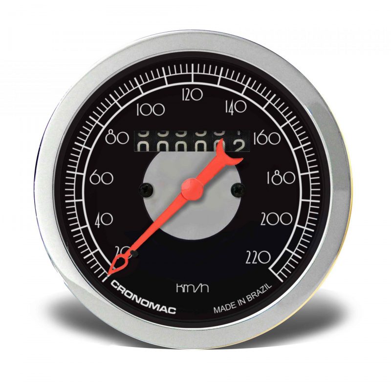 Velocímetro 85mm Mecânico 220kmh HOT Black W 0.5