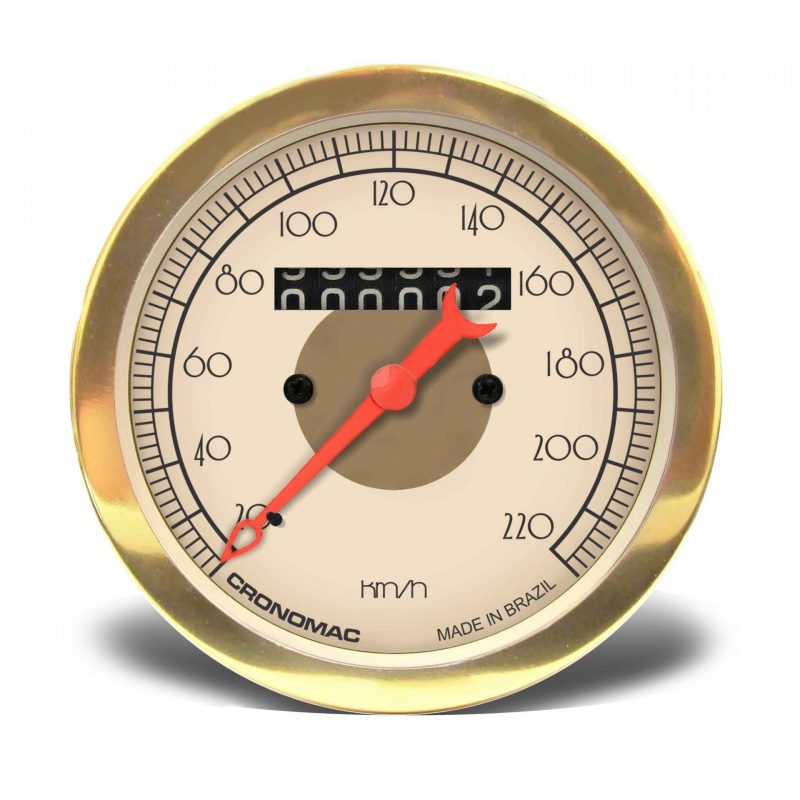 Velocímetro 85mm Mecânico 220kmh HOT Gold W 0.5