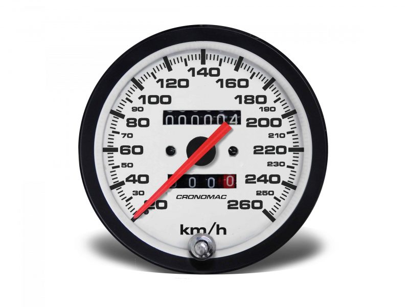 Velocímetro 100mm Mecânico 260kmh Street - Branco 2 hodômetros W 0.5