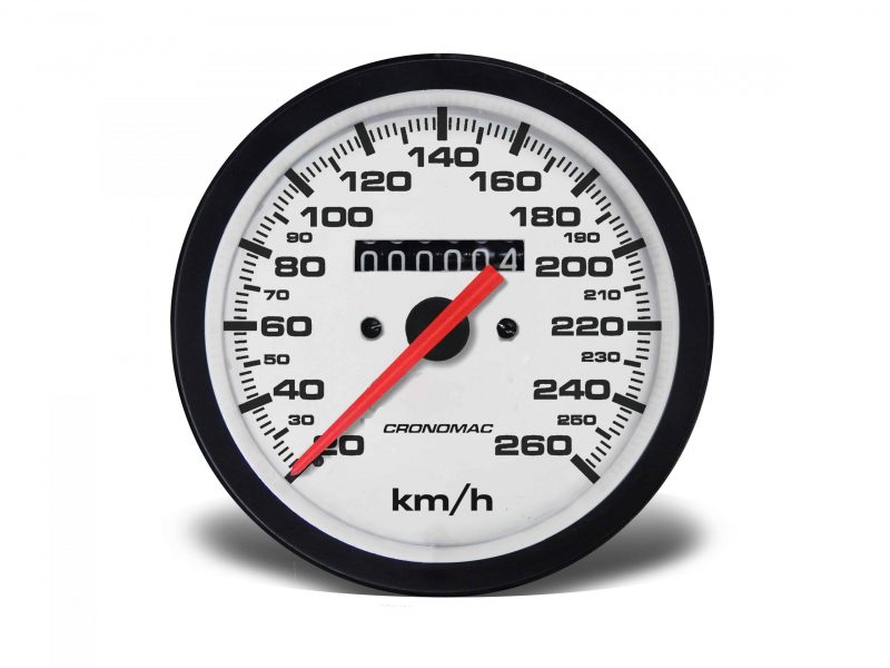 Velocímetro 100mm Mecânico 260kmh Street - Branco W 0.5