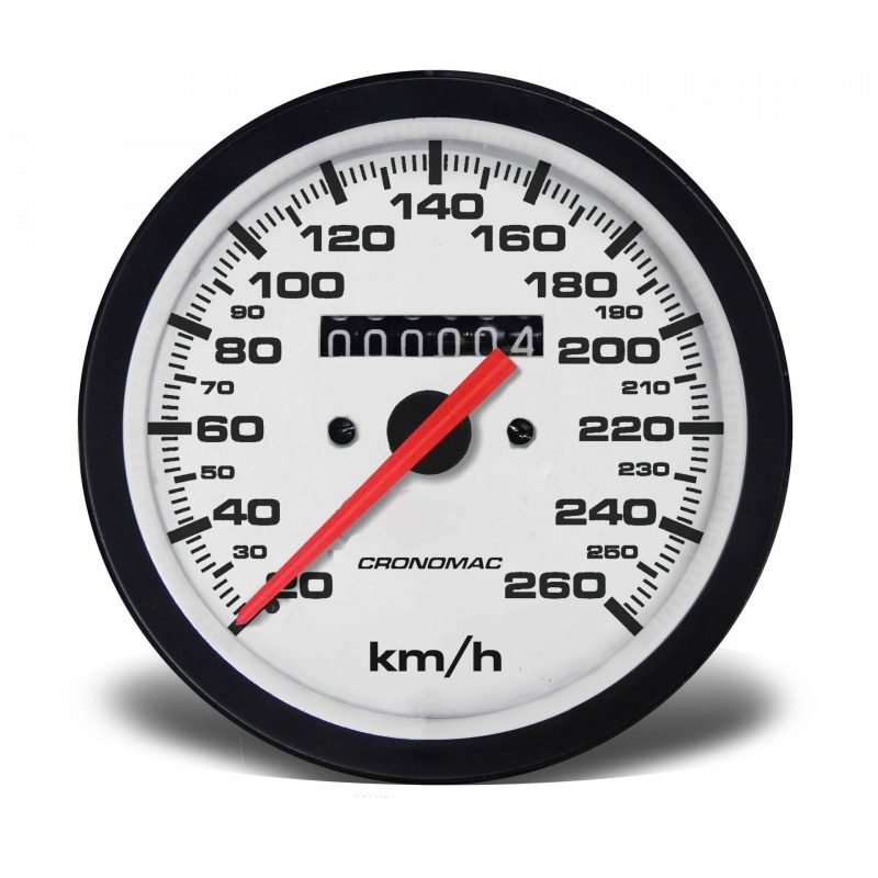 Velocímetro 100mm Mecânico 260kmh Street - Branco W 0.5
