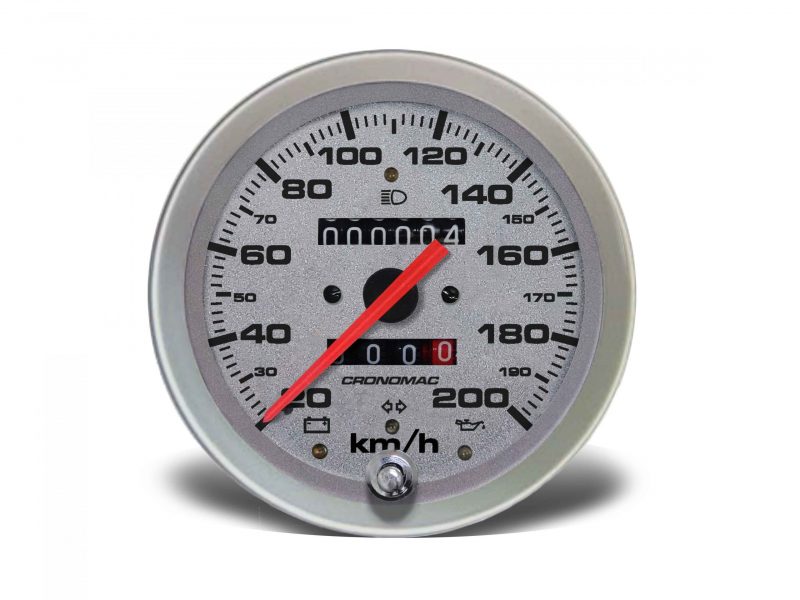 Velocímetro 100mm Mecânico 200kmh Racing - 2 hodômetros com sinaleira W 0.5