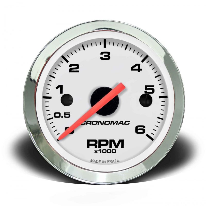 Contagiros 52mm 6.000 RPM Croma -Branco