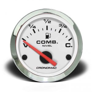 Indicador de Nível de Combustível 52mm Elétrico Croma - Branco
