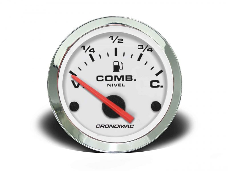 Indicador de Nível de Combustível 52mm Elétrico Croma - Branco