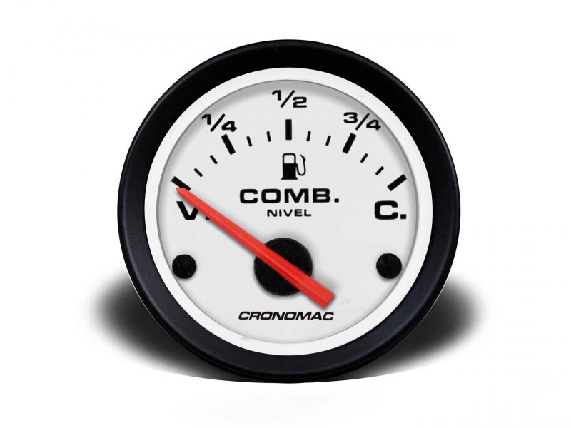 Indicador de Nível de Combustível 52mm Elétrico Street - Branco