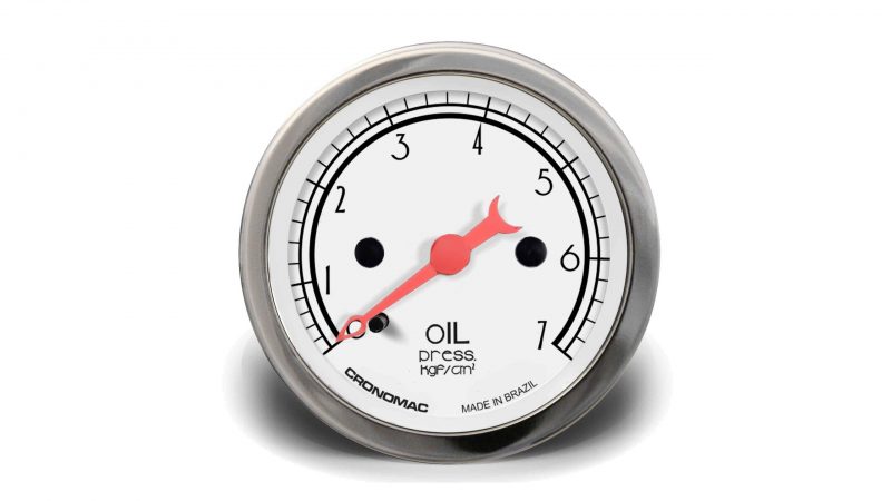 Manômetro Óleo 52mm Mecânico 7kg HOT Silver