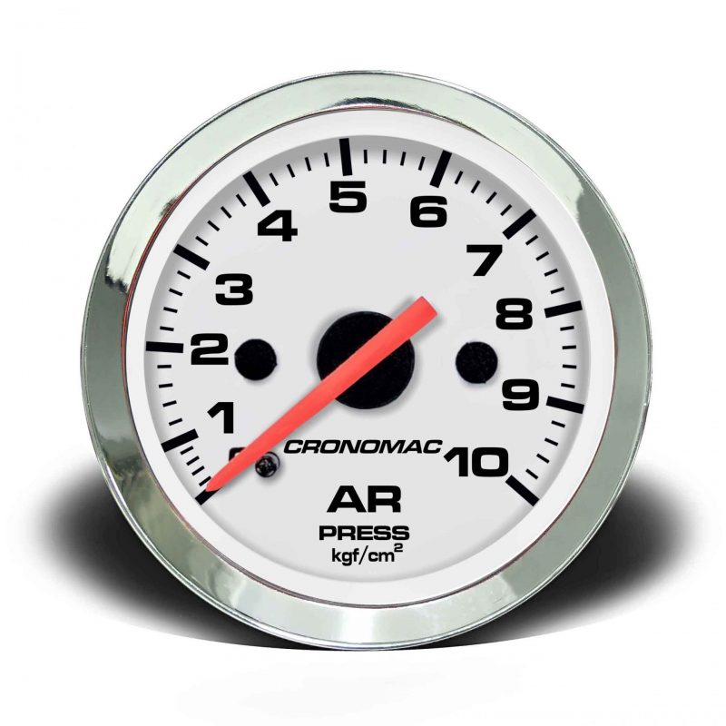 Manômetro Pressão Ar 52mm Mecânico 10kg Croma - Branco