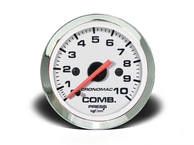 Manômetro Pressão Combustível 52mm Mecânico 10kg Croma - Branco