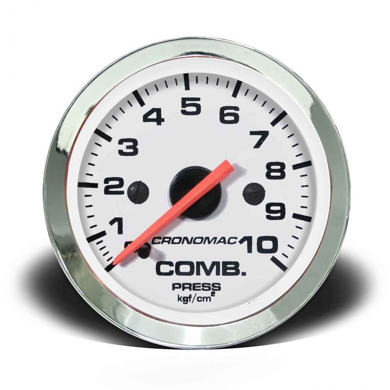 Manômetro Pressão Combustível 52mm Mecânico 10kg Croma - Branco