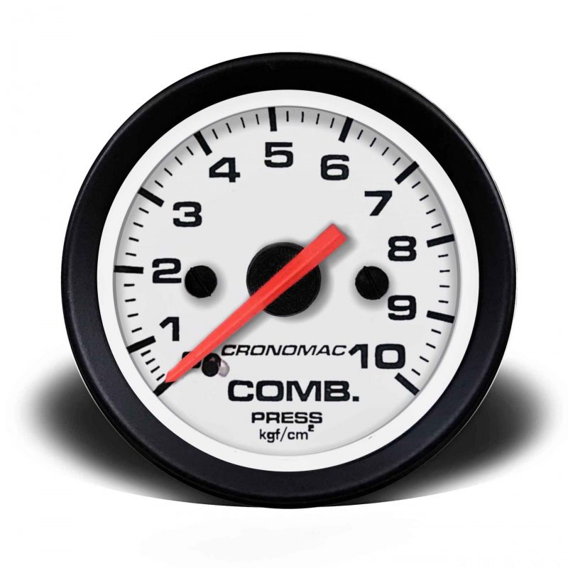 Manômetro Pressão Combustível 52mm Mecânico 10kg Street - Branco