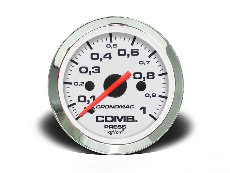 Manômetro Pressão Combustível 52mm Mecânico 1kg Croma - Branco