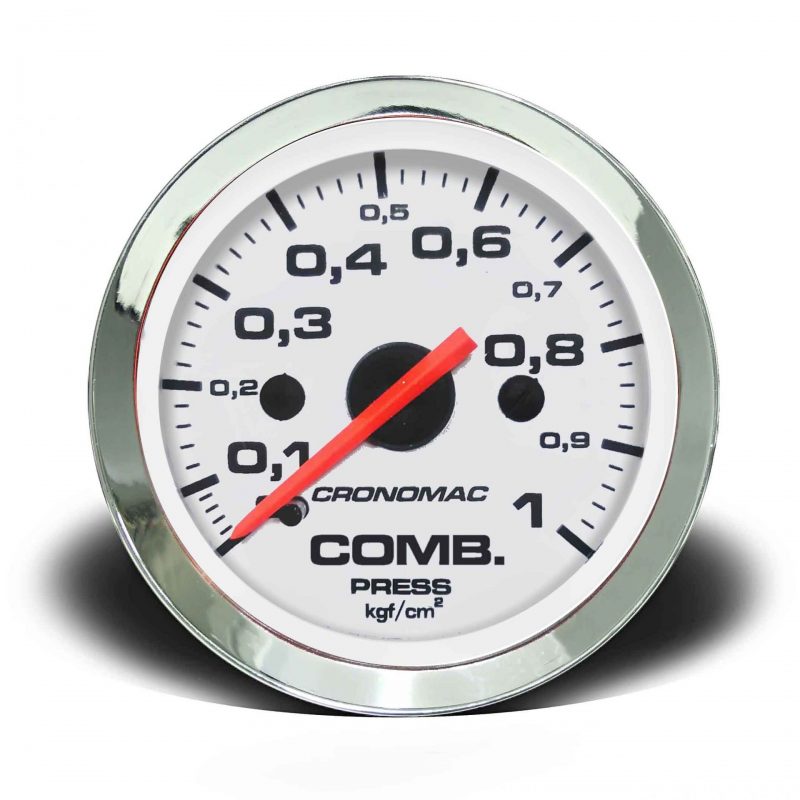 Manômetro Pressão Combustível 52mm Mecânico 1kg Croma - Branco