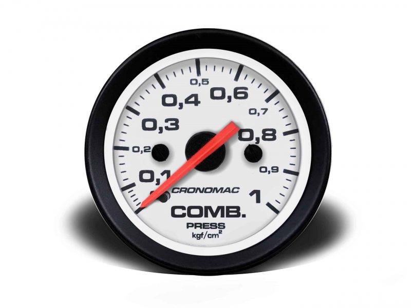 Manômetro Pressão Combustível 52mm Mecânico 1kg Street - Branco
