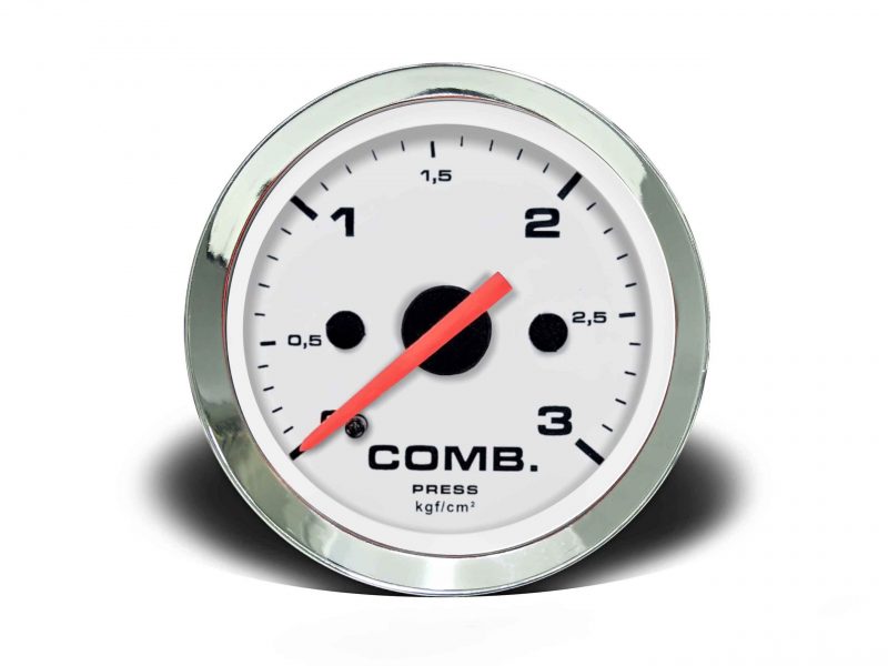 Manômetro Pressão Combustível 52mm Mecânico 3kg Croma - Branco