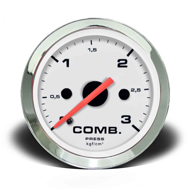 Manômetro Pressão Combustível 52mm Mecânico 3kg Croma - Branco