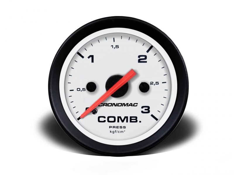 Manômetro Pressão Combustível 52mm Mecânico 3kg Street - Branco