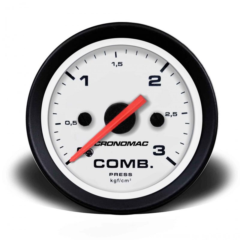 Manômetro Pressão Combustível 52mm Mecânico 3kg Street - Branco