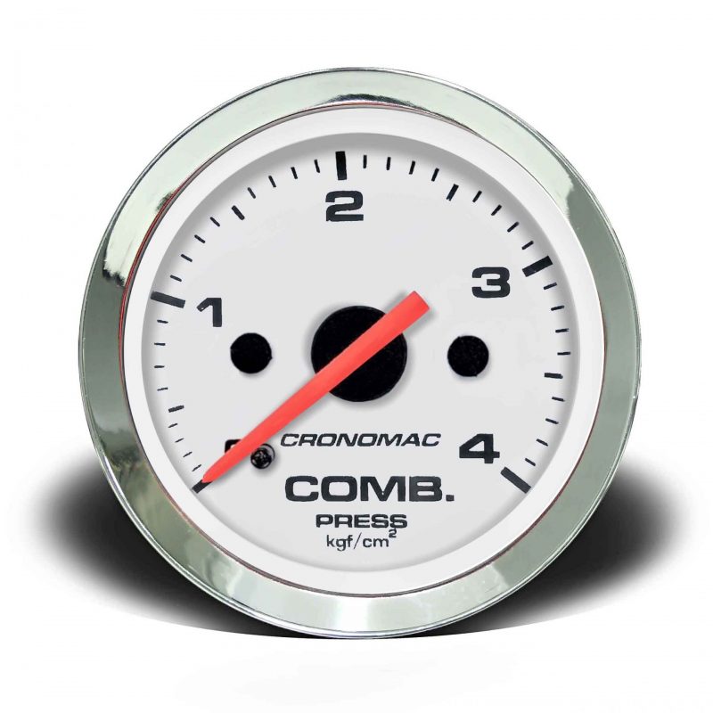 Manômetro Pressão Combustível 52mm Mecânico 4kg Croma - Branco