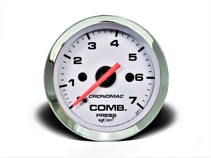 Manômetro Pressão Combustível 52mm Mecânico 7kg Croma - Branco