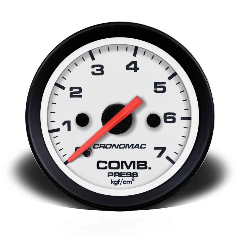 Manômetro Pressão Combustível 52mm Mecânico 7kg Street - Branco