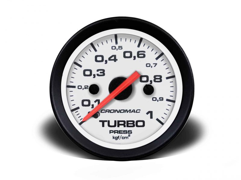 Manômetro Pressão Turbo 52mm Mecânico 1kg Street - Branco