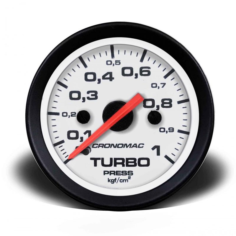 Manômetro Pressão Turbo 52mm Mecânico 1kg Street - Branco