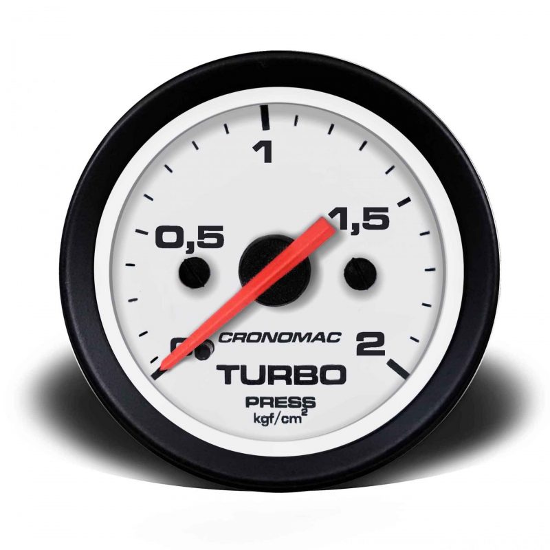 Manômetro Pressão Turbo 52mm Mecânico 2kg Street - Branco