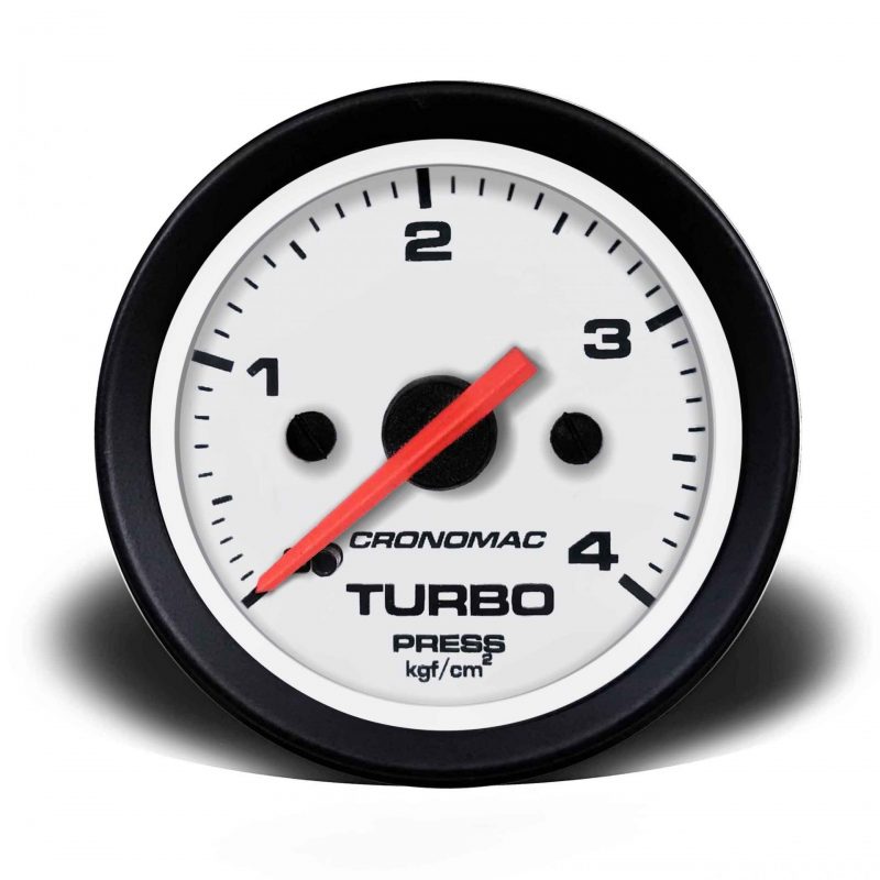 Manômetro Pressão Turbo 52mm Mecânico 4kg Street - Branco