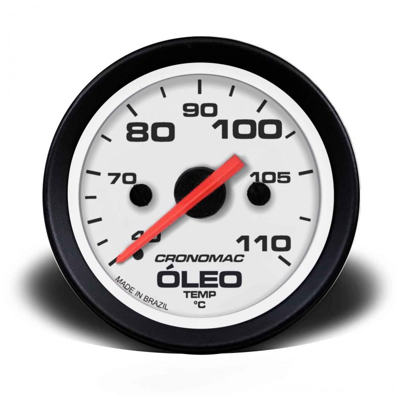Termômetro Mecânico 52mm Óleo 5 metros Street - Branco