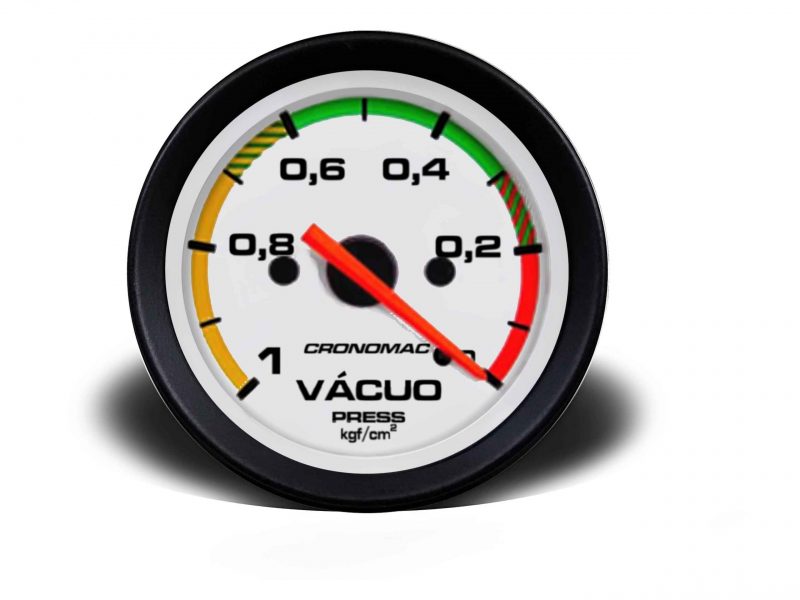 Manômetro Vácuo 60mm Mecânico Street - Branco c/ Faixa