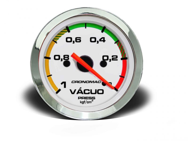 Manômetro Vácuo 52mm Mecânico Croma - Branco c/Faixa