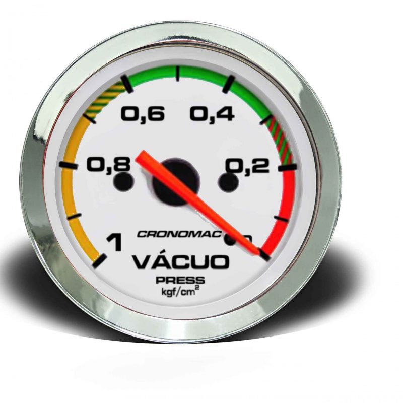 Manômetro Vácuo 52mm Mecânico Croma - Branco c/Faixa