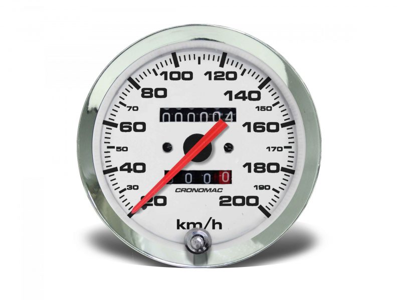 Velocímetro 100mm Mecânico 200kmh Croma - Branco 2 hodômetros W 0.5