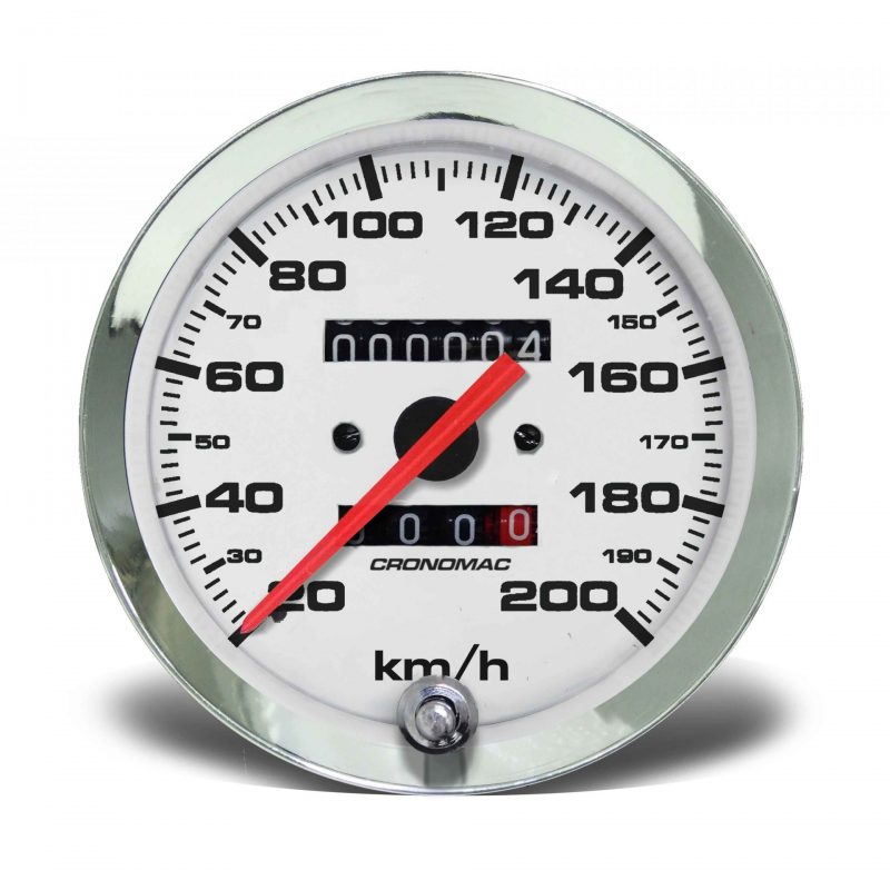 Velocímetro 100mm Mecânico 200kmh Croma - Branco 2 hodômetros W 0.5