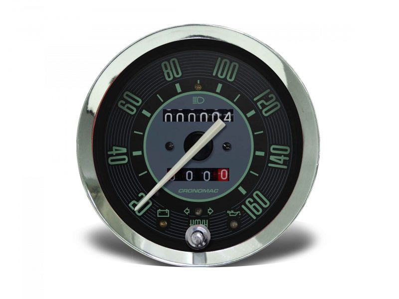 Velocímetro 100mm Mecânico 160kmh VW - Verde 2 hodômetros com sinaleira