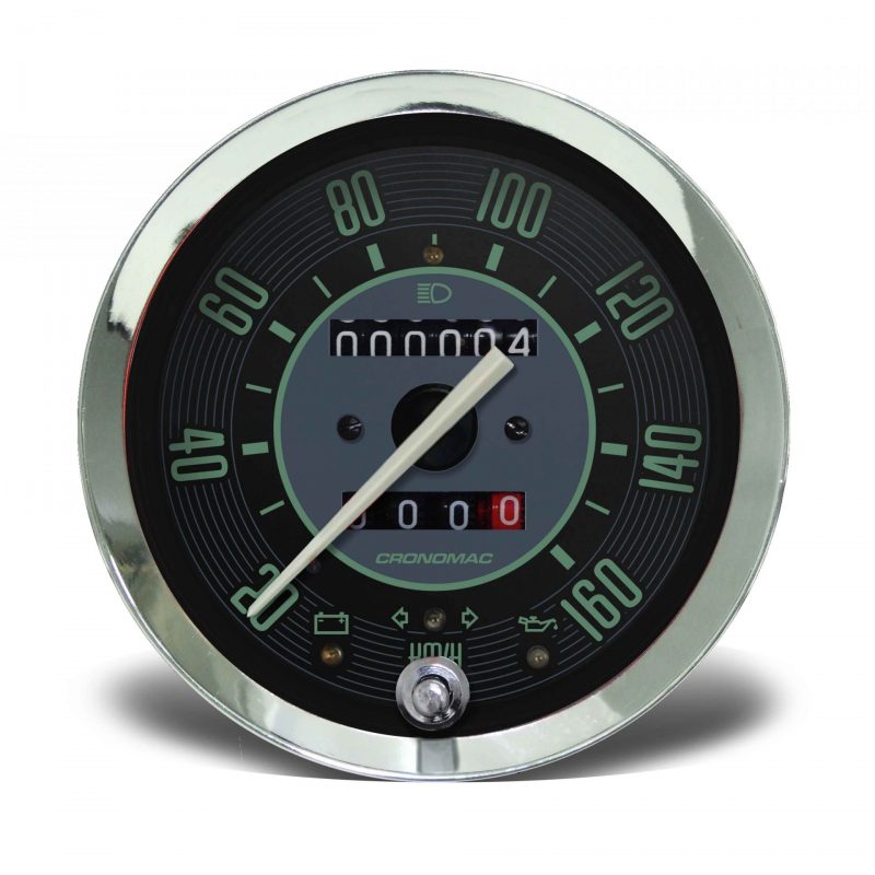 Velocímetro 100mm Mecânico 160kmh VW - Verde 2 hodômetros com sinaleira
