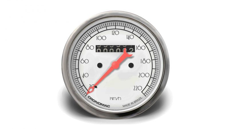 Velocímetro 100mm Mecânico 220Kmh HOT Silver W 0.5