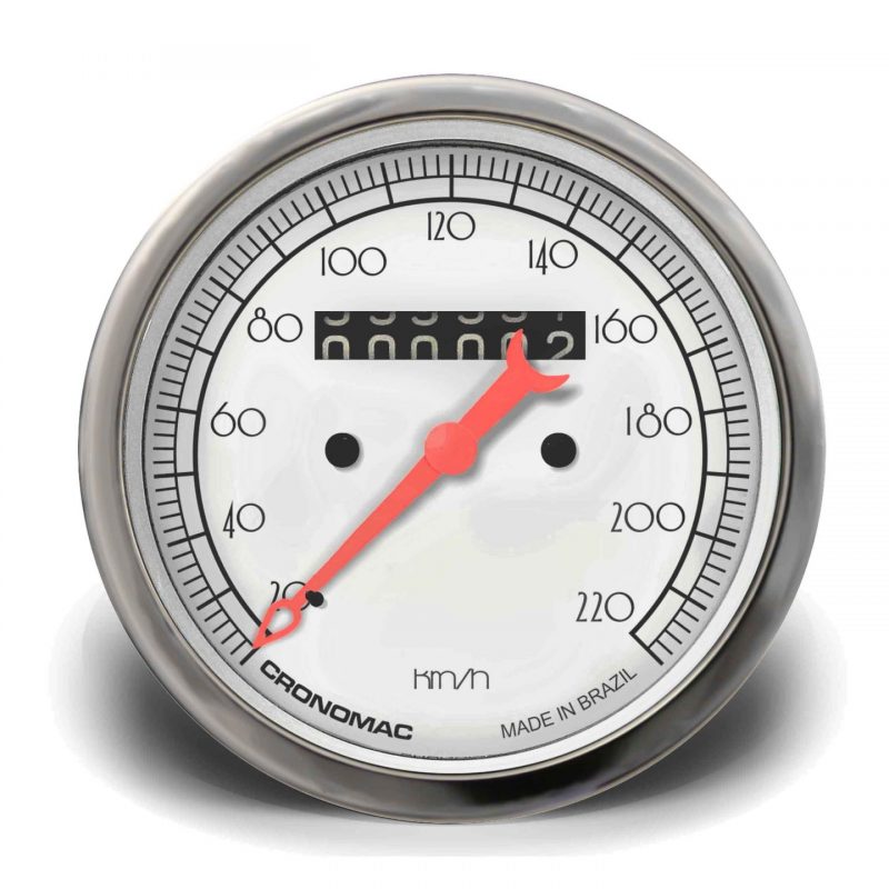 Velocímetro 100mm Mecânico 220Kmh HOT Silver W 0.5