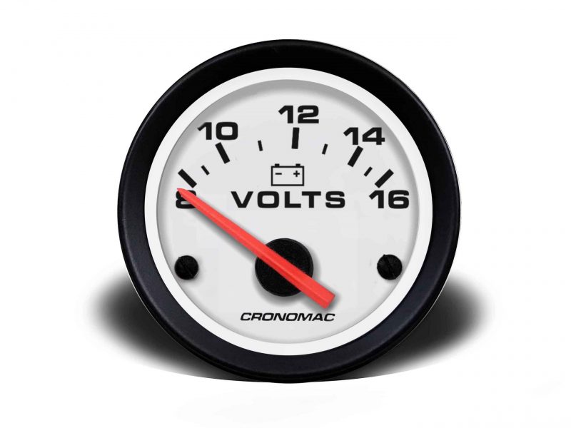 Voltímetro 52mm 12V Street - Branco