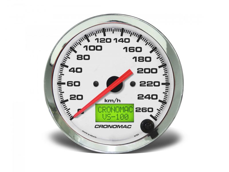 Velocímetro 100mm Eletrônico  260kmh Display Digital Croma - Branco