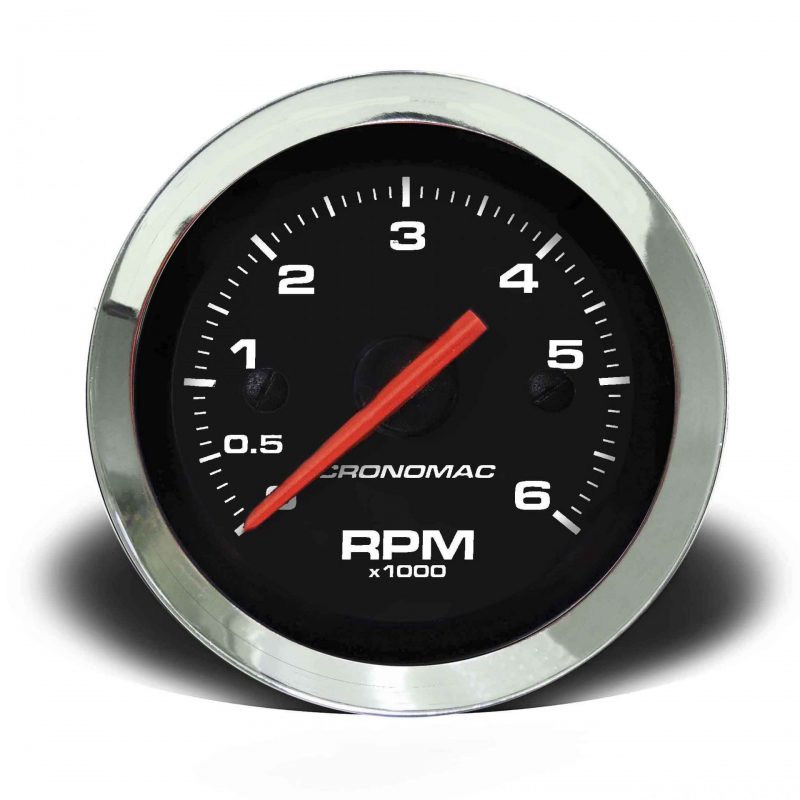 Contagiros 52mm 6.000 RPM Croma -Preto