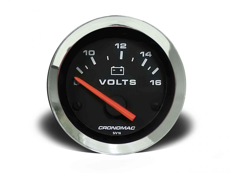 Voltímetro 52mm 12V Croma - Preto
